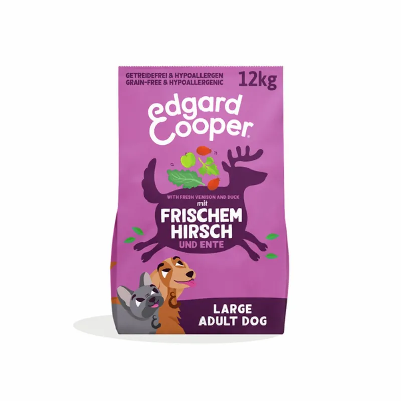 Nur Für Kurze Zeit Sparpaket 2 x 12 kg Edgard & Cooper Adult schmackhafter Hirsch & Freilaufente Hunde Trockenfutter