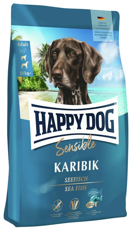 Sparpaket 2 x 4 kg Happy Dog Sensible Karibik Seefisch Hunde Trockenfutter Neu