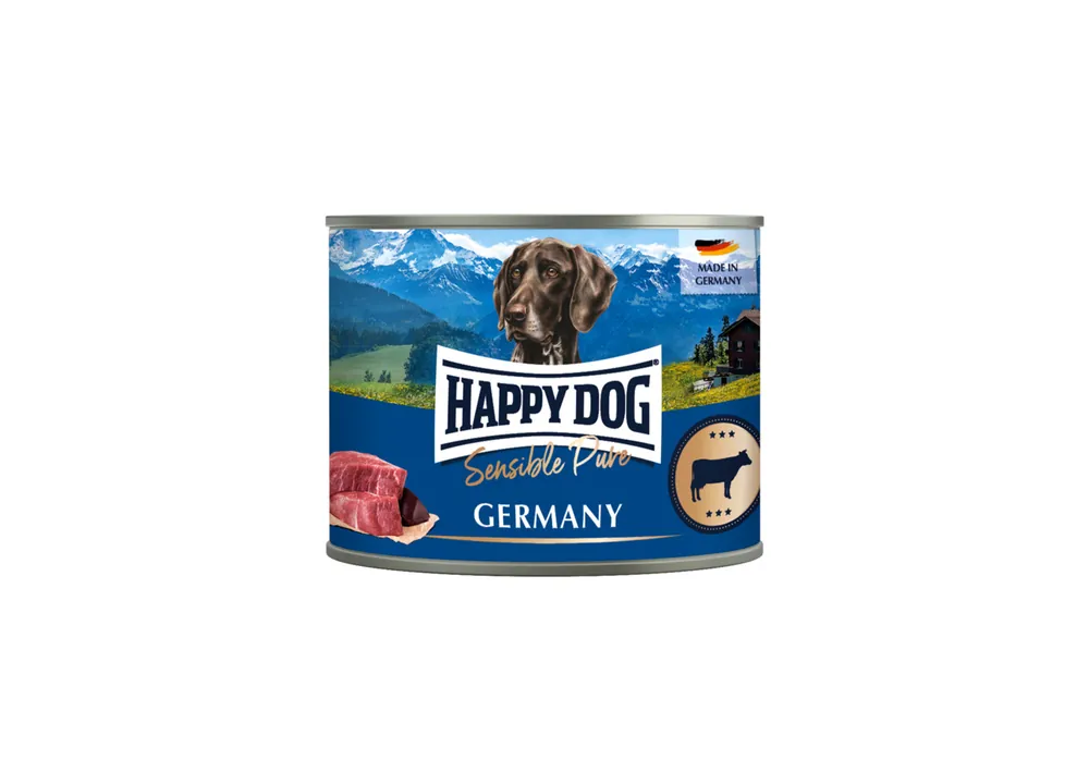 Sparpaket 24 x 200 g Happy Dog Sensible Pure Germany Rind Pur Hunde Nassfutter Rabatt