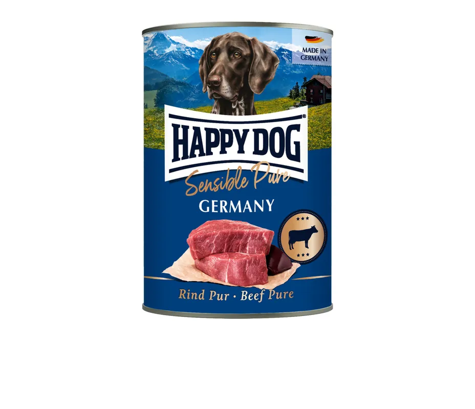 Sparpaket 24 x 400 g Happy Dog Sensible Pure Germany Rind Pur Hunde Nassfutter Top-Seller