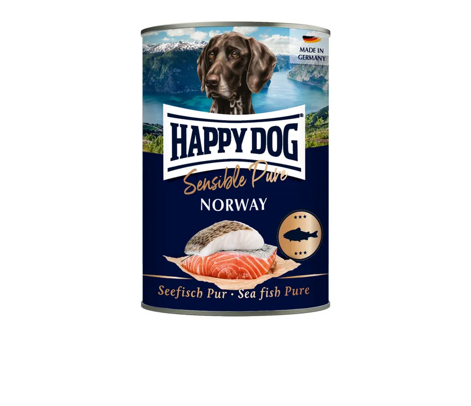 Günstig Sparpaket 6 x 400 g Happy Dog Sensible Pure Norway Seefisch Pur Hunde Nassfutter