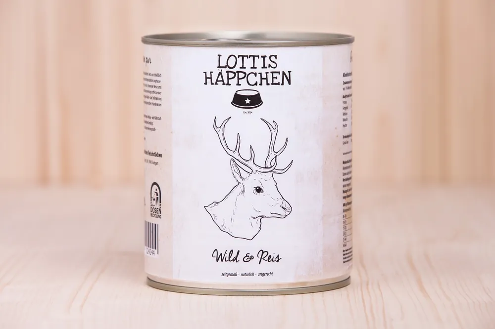 Bestseller Sparpaket 6 x 800 g Lottis Häppchen Wild & Reis Hunde Nassfutter