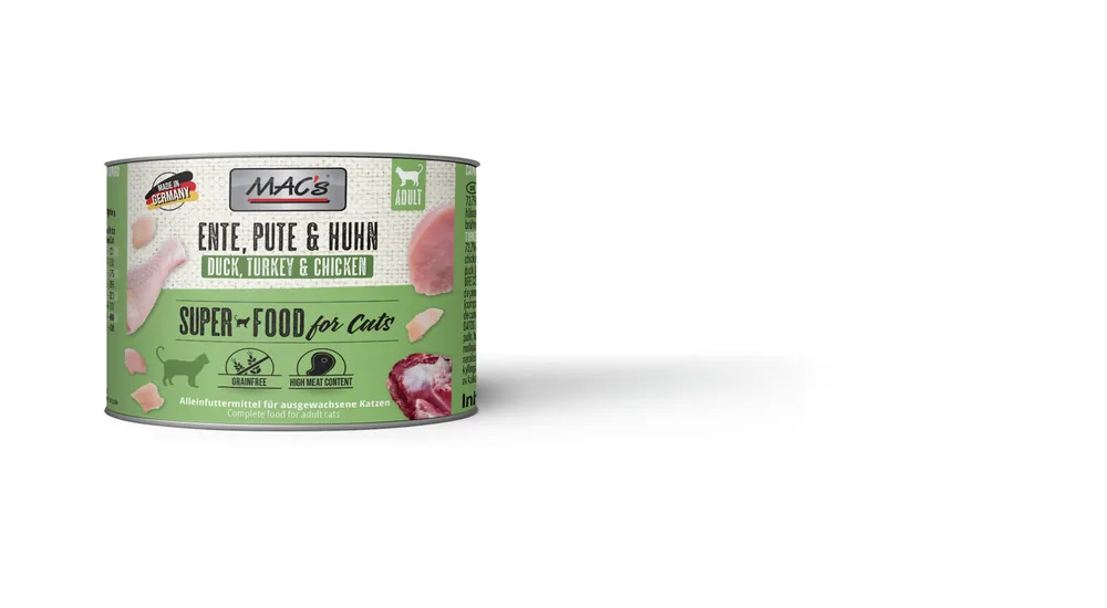 Sparpaket 6 x 200 g Mac's Ente, Pute & Huhn Adult Katzen Nassfutter Rabatt