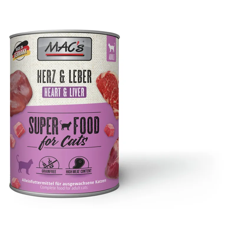 Sparpaket 24 x 800 g Mac's Herz & Leber Adult Katzen Nassfutter Mega-Angebot