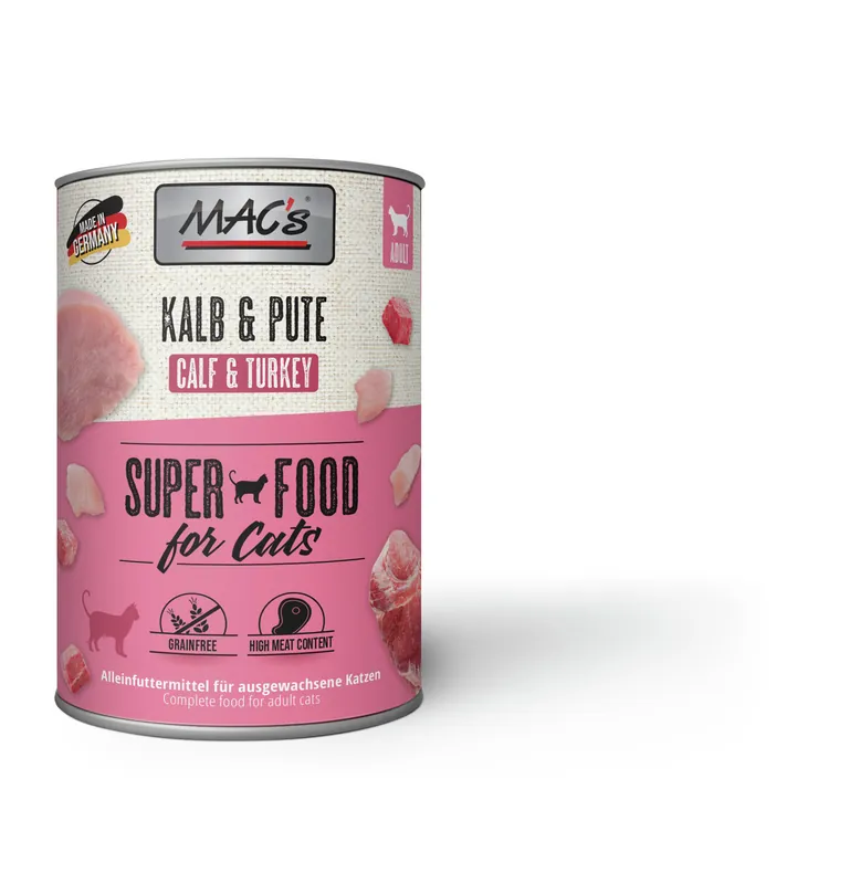 Sparpaket 6 x 400 g Mac's Kalb & Pute Adult Katzen Nassfutter Direkt Vom Hersteller