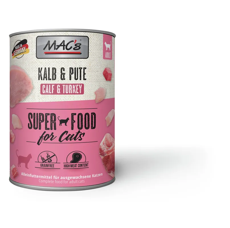 Solange Der Vorrat Reicht Sparpaket 24 x 800 g Mac's Kalb & Pute Adult Katzen Nassfutter