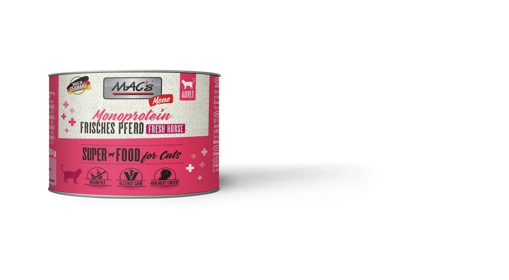 Highlight Sparpaket 6 x 200 g Mac's Monoprotein Frisches Pferd Adult Katzen Nassfutter