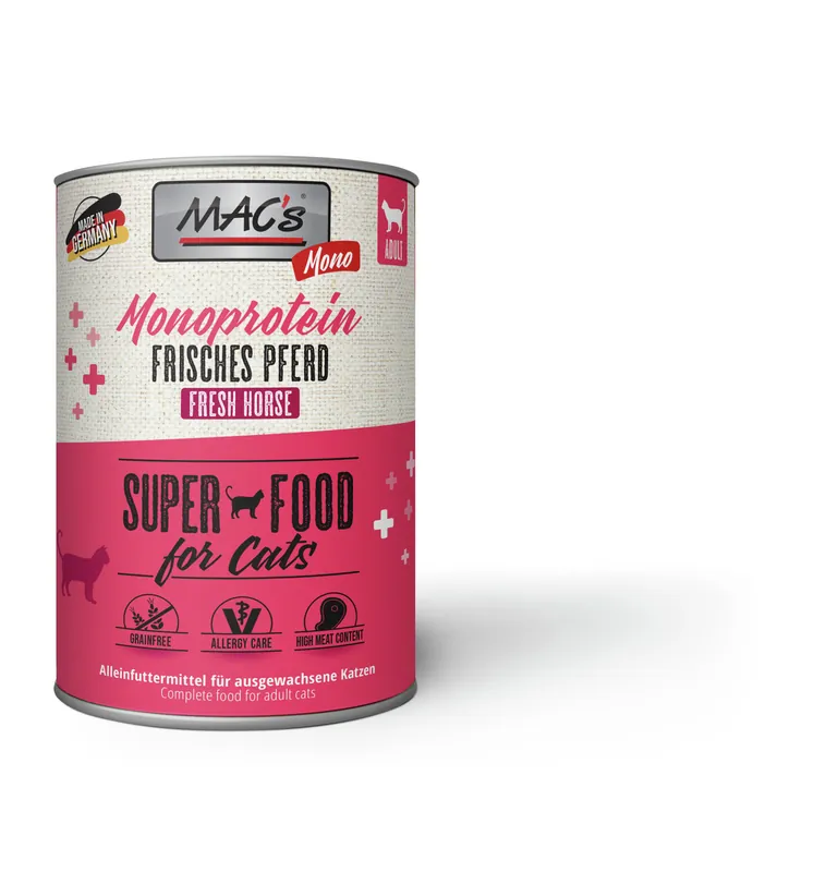 Sparpaket 6 x 400 g Mac's Monoprotein Frisches Pferd Adult Katzen Nassfutter Preisknaller