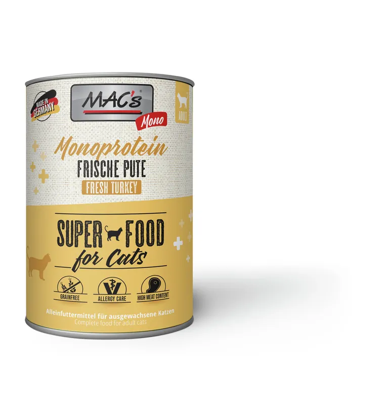 Sparpaket 6 x 400 g Mac's Monoprotein Sensitive Pute Adult Katzen Nassfutter Preis Gesenkt