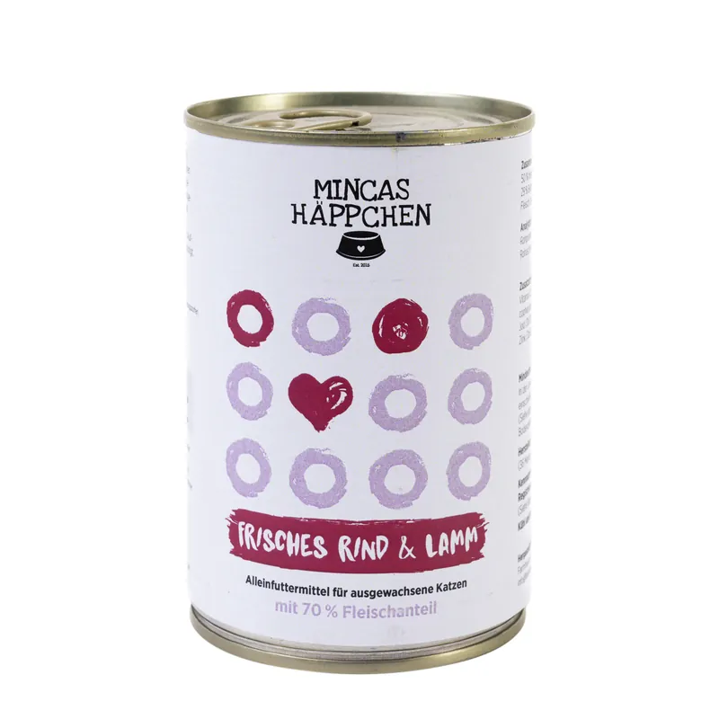 Heißes Angebot Sparpaket 24 x 400 g Mincas Häppchen Rind & Lamm Katzen Nassfutter