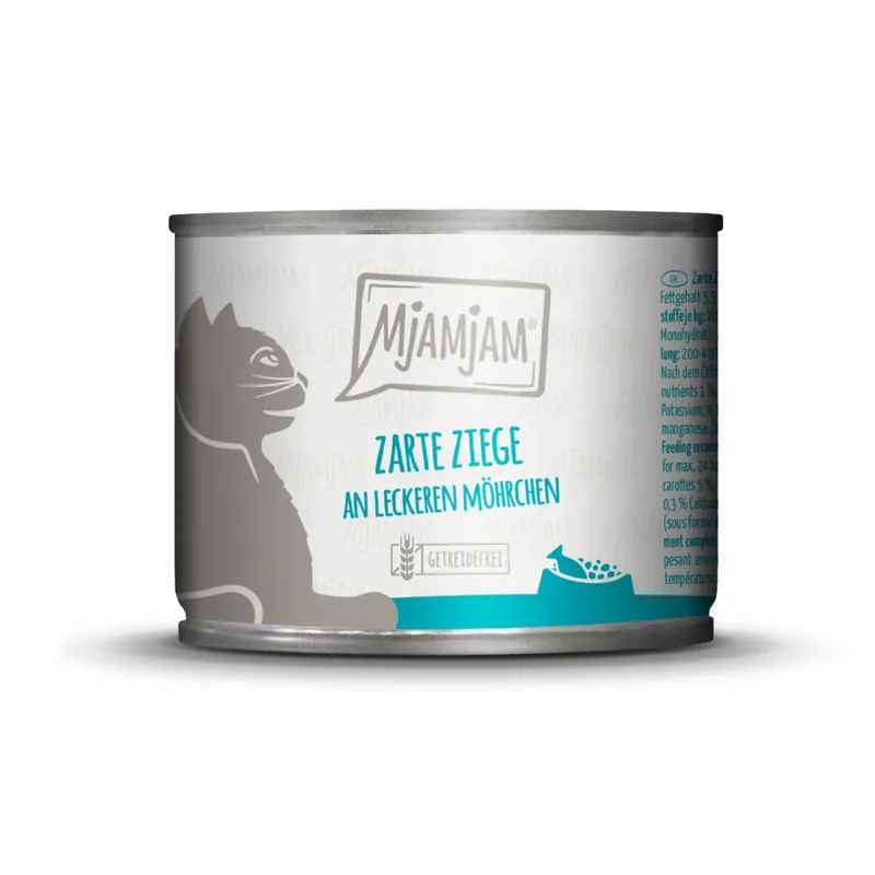 Sparpaket 6 x 200 g Mjamjam Zarte Ziege an leckeren Möhrchen Katzen Nassfutter Angebot