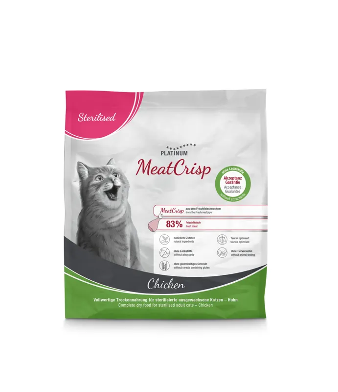 Sparpaket 2 x 400 g Platinum MeatCrisp Sterilised Chicken Katzen Trockenfutter Jetzt Kaufen