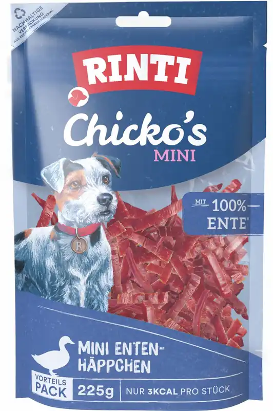 Sparpaket 2 x 225 g Rinti Chicko Mini Enten-Häppchen Hunde Snack Aktuell