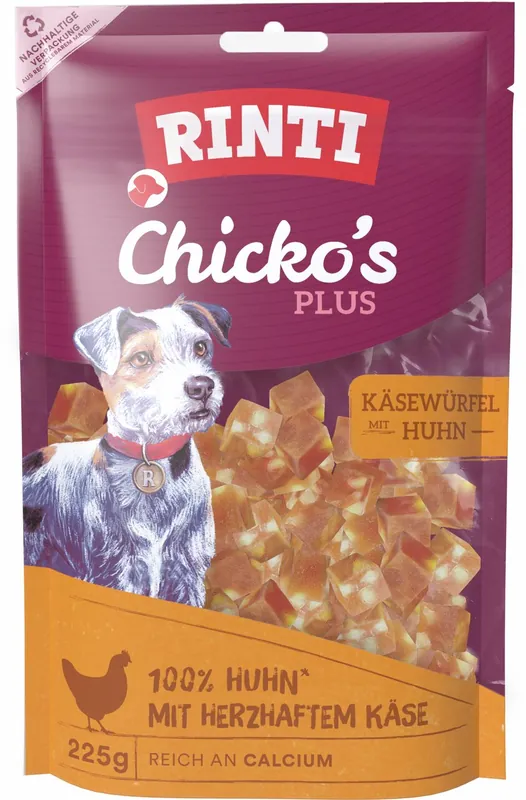 Markenware Sparpaket 2 x 225 g Rinti Chicko Plus Käsewürfel mit Huhn Hunde Snack