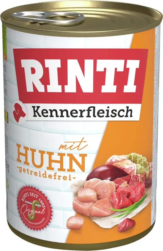 Saisonangebot Sparpaket 6 x 400 g Rinti Kennerfleisch mit Huhn Hunde Nassfutter