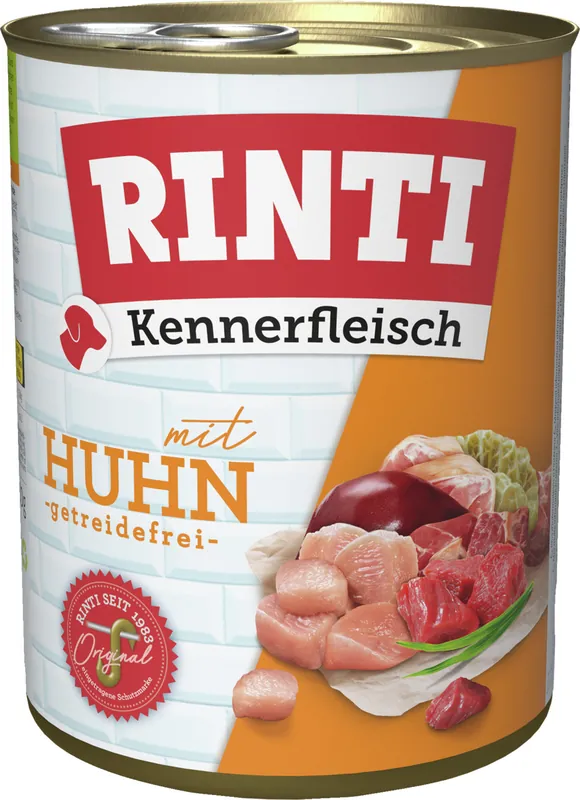 Mega-Angebot Sparpaket 6 x 800 g Rinti Kennerfleisch mit Huhn Hunde Nassfutter