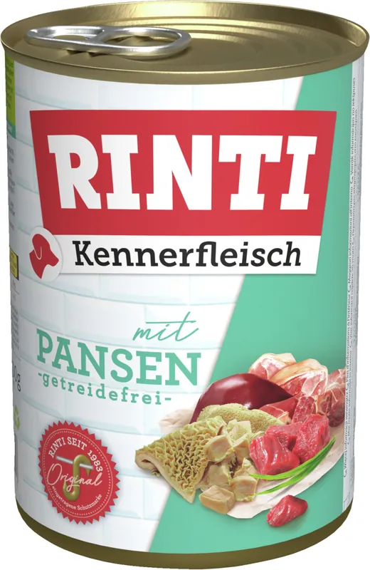 Nur Heute Sparpaket 6 x 400 g Rinti Kennerfleisch mit Pansen Hunde Nassfutter