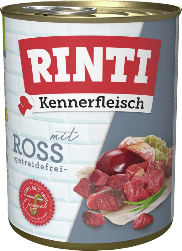 Sonderaktion Sparpaket 6 x 800 g Rinti Kennerfleisch mit Ross Hunde Nassfutter