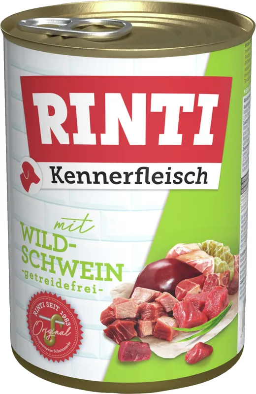 Sparpaket 24 x 400 g Rinti Kennerfleisch mit Wildschwein Hunde Nassfutter Must-Have