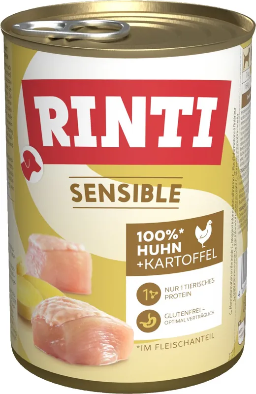 Echt Sparpaket 24 x 400 g Rinti Sensible Huhn & Kartoffel Hunde Nassfutter