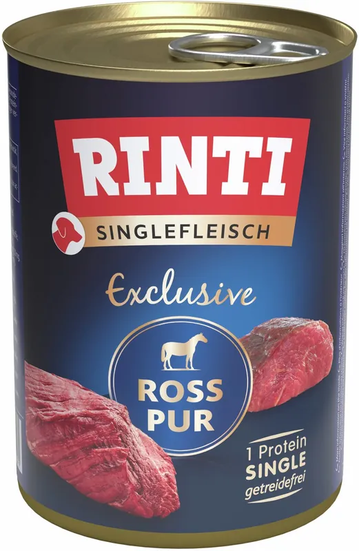 Sparpaket 6 x 400 g Rinti Singlefleisch Exclusive Ross Pur Hunde Nassfutter Markenware