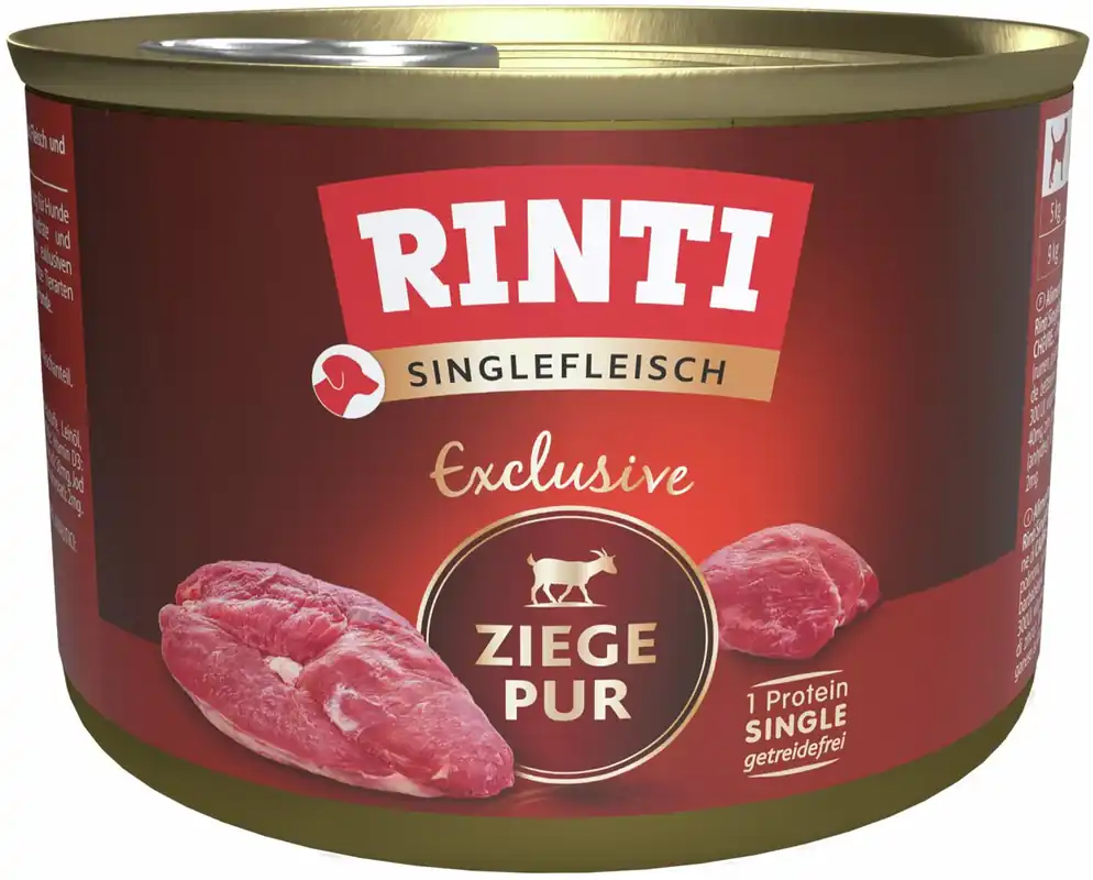 Sparpaket 12 x 185 g Rinti Singlefleisch Exclusive Ziege Pur Hunde Nassfutter Echt