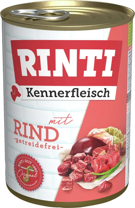 Jetzt Bestellen Sparpaket 24 x 400 g Rinti Kennerfleisch mit Rind Hunde Nassfutter