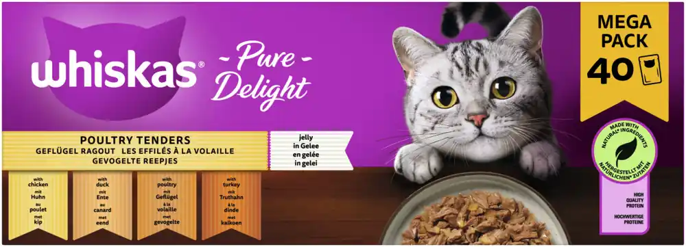 WHISKAS Pure Delight Multipack Geflügel Ragout Gelee 40x85 g Highlight