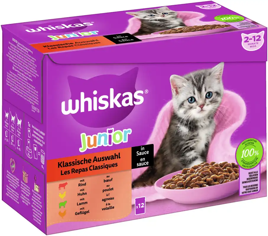 Heißes Angebot Whiskas Junior Klassische Auswahl Sauce 12 x 85 g Multipack