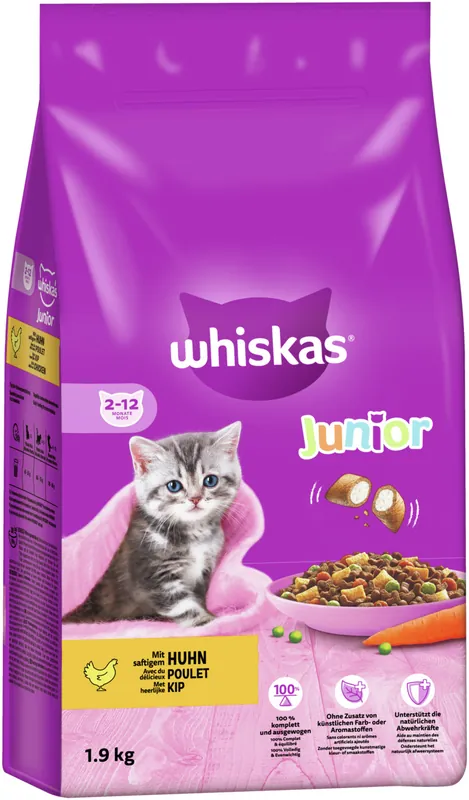 Neuheit Whiskas Trocken Junior mit Huhn 1,9 kg