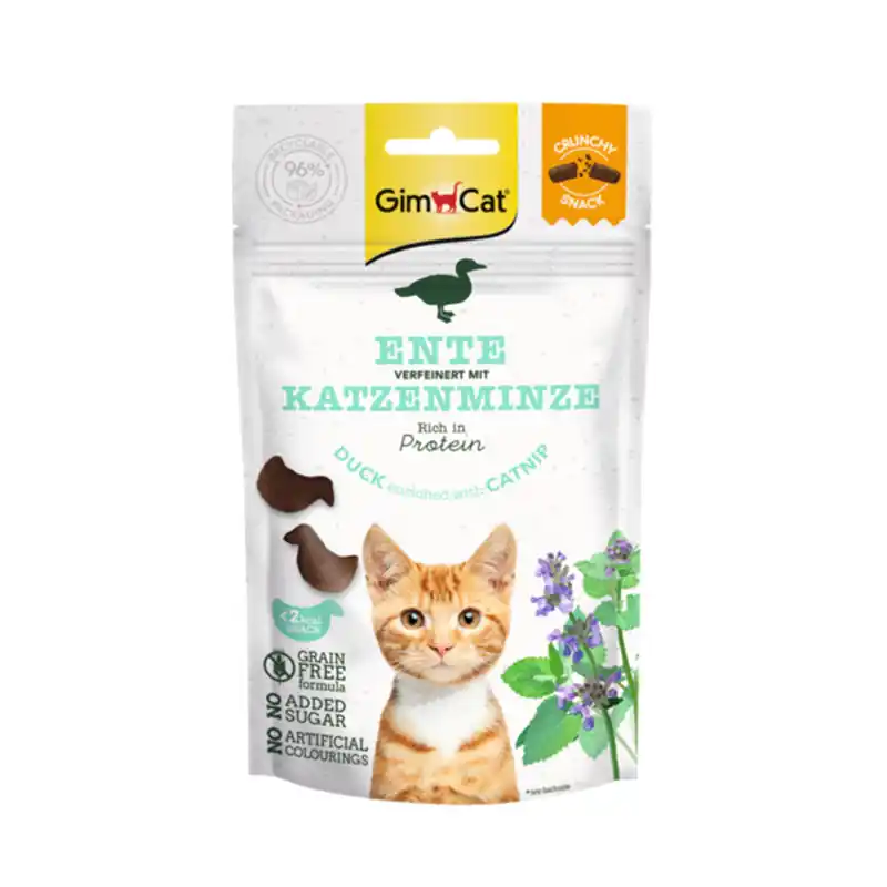 GimCat Crunchy Snacks Ente & Katzenminze 50 g Nur Für Kurze Zeit