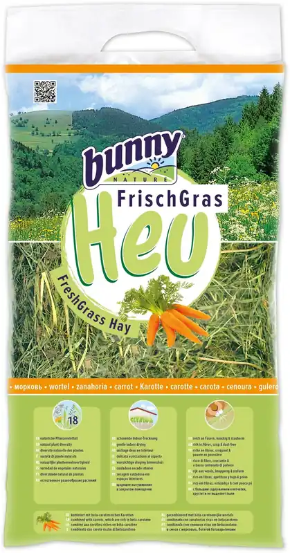 Top-Seller Bunny Frischgras-Heu Karotte 500g Kleintierfutter