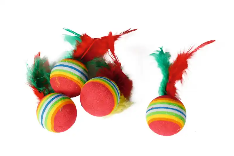 Markenware Karlie Rainbowbälle Feder 4 Stück