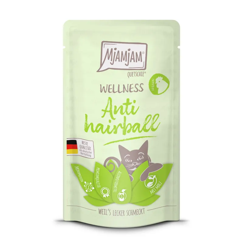MJAMJAM Pouchbeutel WELLNESS Antihairball Huhn 125 g Kracherpreis