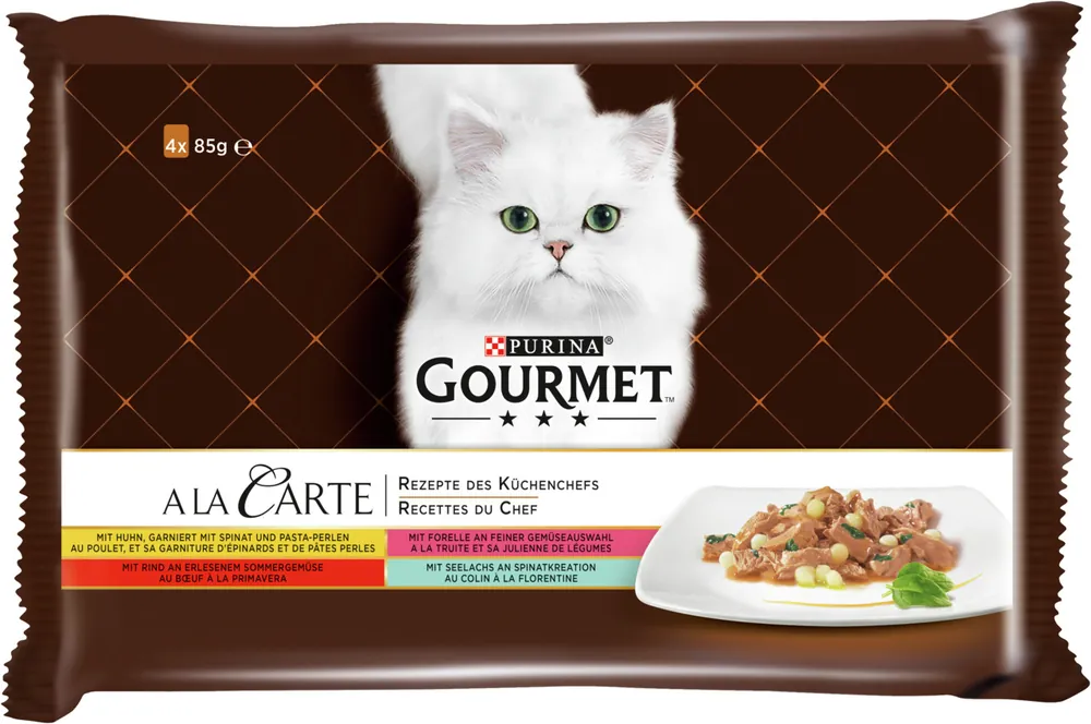 Meistverkauft GOURMET A la Carte Huhn, Rind, Forelle und Lachs Multipack 4 x 85 g
