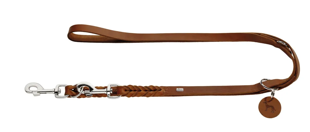 Finale Aktion HUNTER Verstellbare Führleine Solid Education cognac 13/200