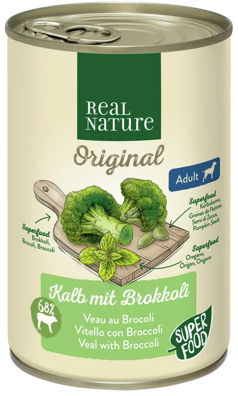 Schnäppchen REAL NATURE Adult Kalb mit Brokkoli 400 g
