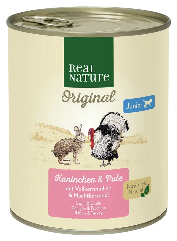 Sofort Bestellen REAL NATURE Junior Kaninchen und Pute 800 g