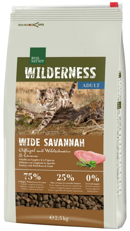 REAL NATURE WILDERNESS Wide Savannah Adult Geflügel und Lamm 2,5 kg Neuheit
