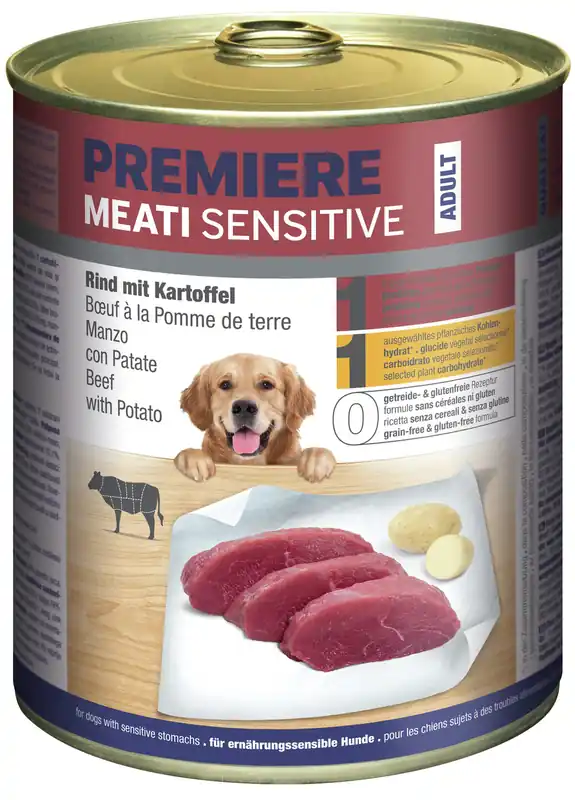 Markenprodukt PREMIERE Meati Sensitive Rind mit Kartoffeln 800 g