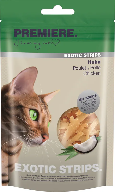 PREMIERE Exotic Strips Huhn mit Kokos 50 g Neu Im Sortiment