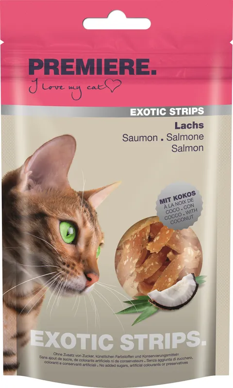Garantierte Lieferung PREMIERE Exotic Strips Lachs mit Kokos 50 g