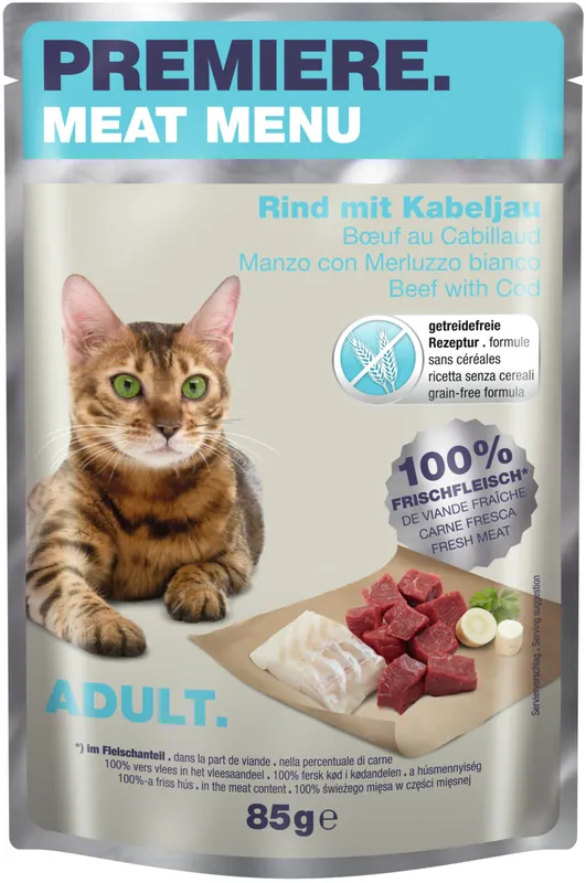PREMIERE Meat Menu Adult Rind und Kabeljau 85 g Sonderaktion