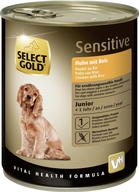Select Gold Sensitive Hund Junior Huhn/Reis 800g Meistverkauft