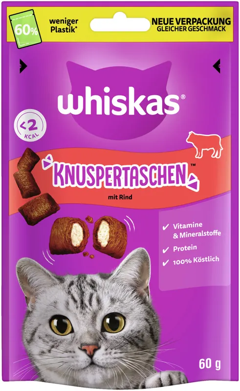 Beliebt Whiskas Snacks Knuspertaschen Rind 60 g