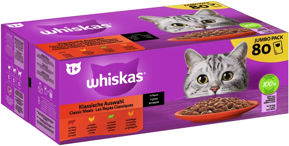 Knallerangebot Whiskas 1+ Klassische Auswahl in Sauce 80 x 85 g