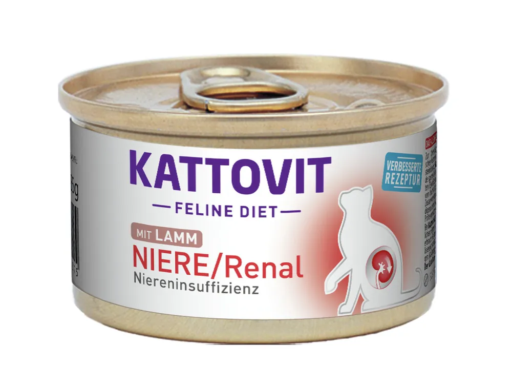Beliebt Sparpaket 12 x 85 g Kattovit Feline Diet Niere/Renal mit Lamm Katzen Nassfutter