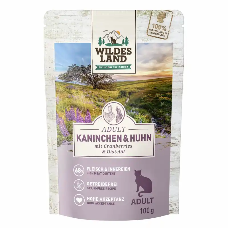 Saisonangebot WILDES LAND Katze Pouchbeutel Kaninchen & Huhn 100 g