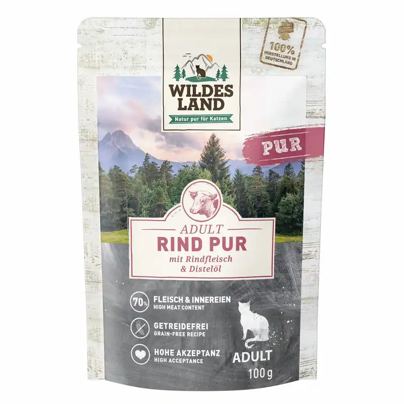 WILDES LAND Katz Pouchbeutel Rind pur 100 g Must-Have