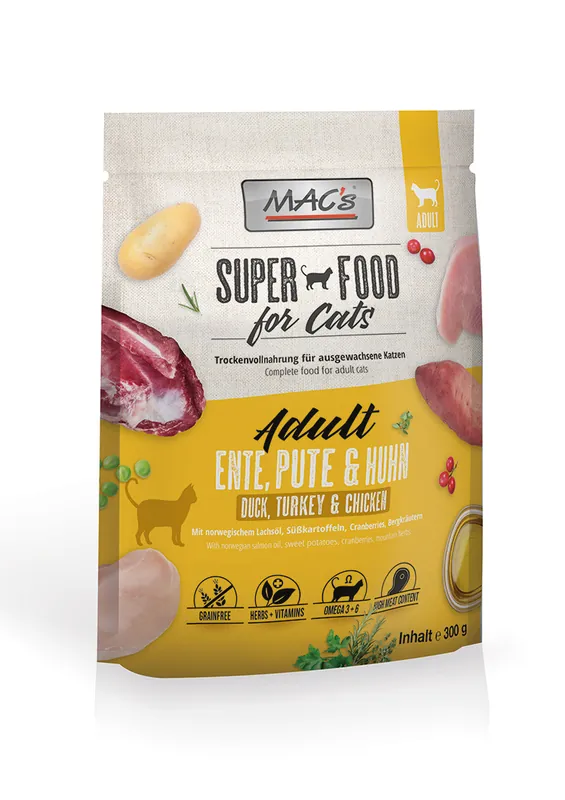Letzte Chance MAC's Cat Adult Ente, Pute & Huhn 300g Katzentrockenfutter